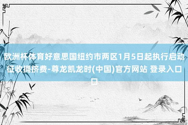 欧洲杯体育好意思国纽约市两区1月5日起执行启动征收拥挤费-尊龙凯龙时(中国)官方网站 登录入口