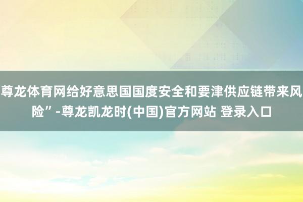 尊龙体育网给好意思国国度安全和要津供应链带来风险”-尊龙凯龙时(中国)官方网站 登录入口