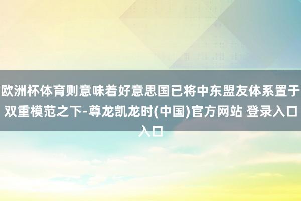 欧洲杯体育则意味着好意思国已将中东盟友体系置于双重模范之下-尊龙凯龙时(中国)官方网站 登录入口