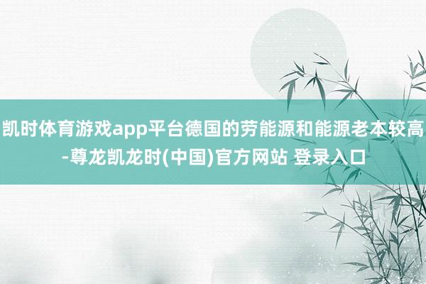 凯时体育游戏app平台德国的劳能源和能源老本较高-尊龙凯龙时(中国)官方网站 登录入口