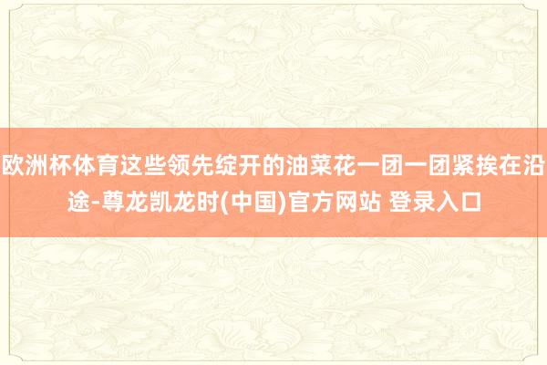 欧洲杯体育这些领先绽开的油菜花一团一团紧挨在沿途-尊龙凯龙时(中国)官方网站 登录入口