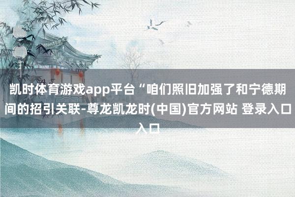 凯时体育游戏app平台“咱们照旧加强了和宁德期间的招引关联-尊龙凯龙时(中国)官方网站 登录入口