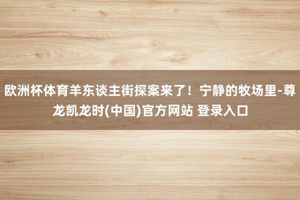 欧洲杯体育羊东谈主街探案来了！宁静的牧场里-尊龙凯龙时(中国)官方网站 登录入口