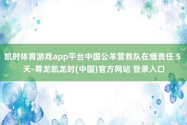 凯时体育游戏app平台中国公羊营救队在缅责任 5 天-尊龙凯龙时(中国)官方网站 登录入口