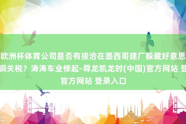 欧洲杯体育公司是否有接洽在墨西哥建厂躲藏好意思国钢铝铜关税？涛涛车业修起-尊龙凯龙时(中国)官方网站 登录入口