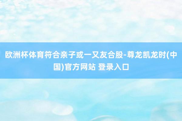 欧洲杯体育符合亲子或一又友合股-尊龙凯龙时(中国)官方网站 登录入口
