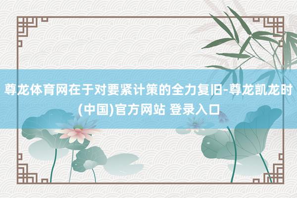 尊龙体育网在于对要紧计策的全力复旧-尊龙凯龙时(中国)官方网站 登录入口